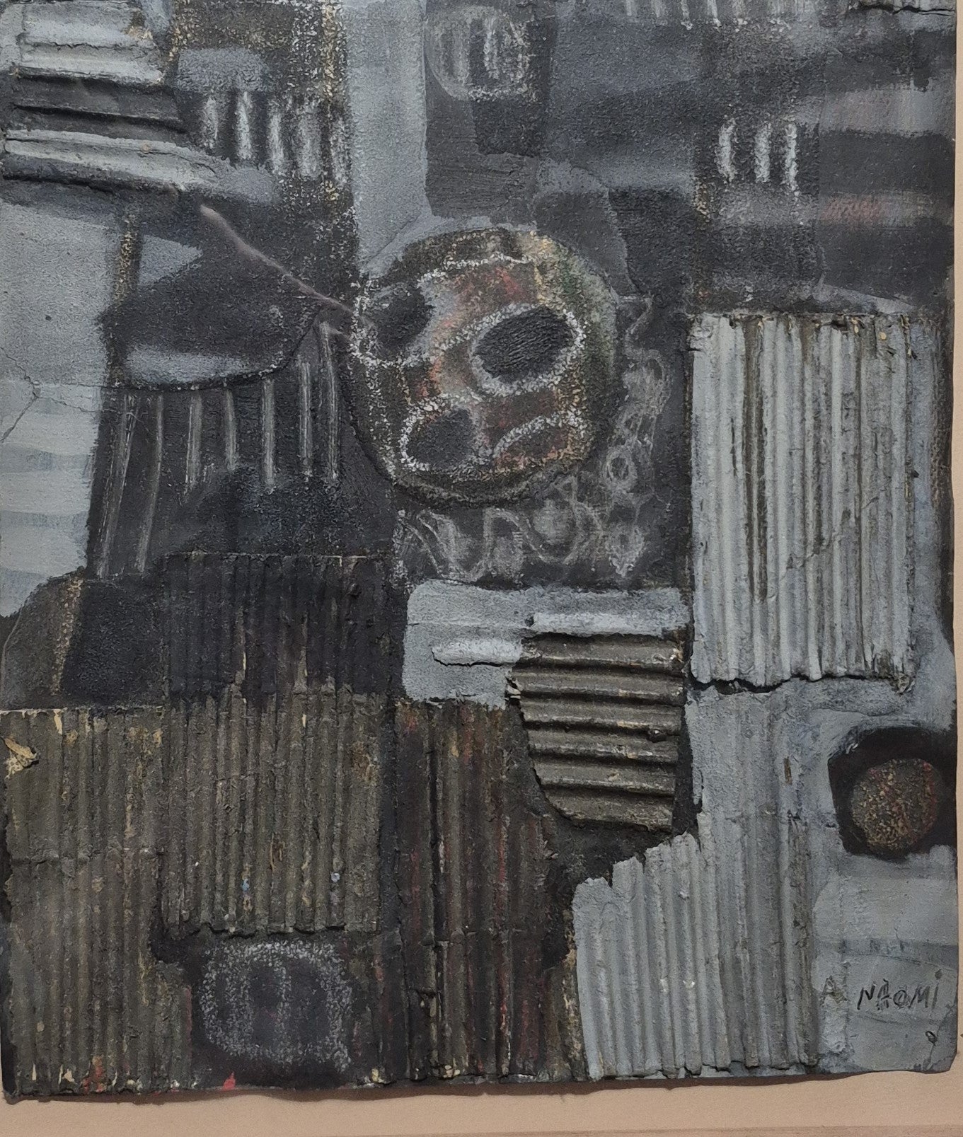 A. NAOMI XXe siècle technique mixte collage abstraction