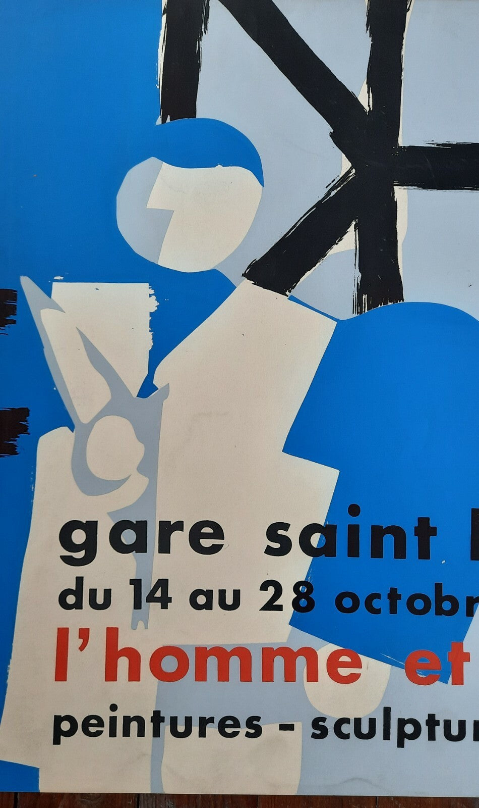 Exposition L’Homme et le rail gare Saint-Lazare 1958 rare affiche sérigraphie
