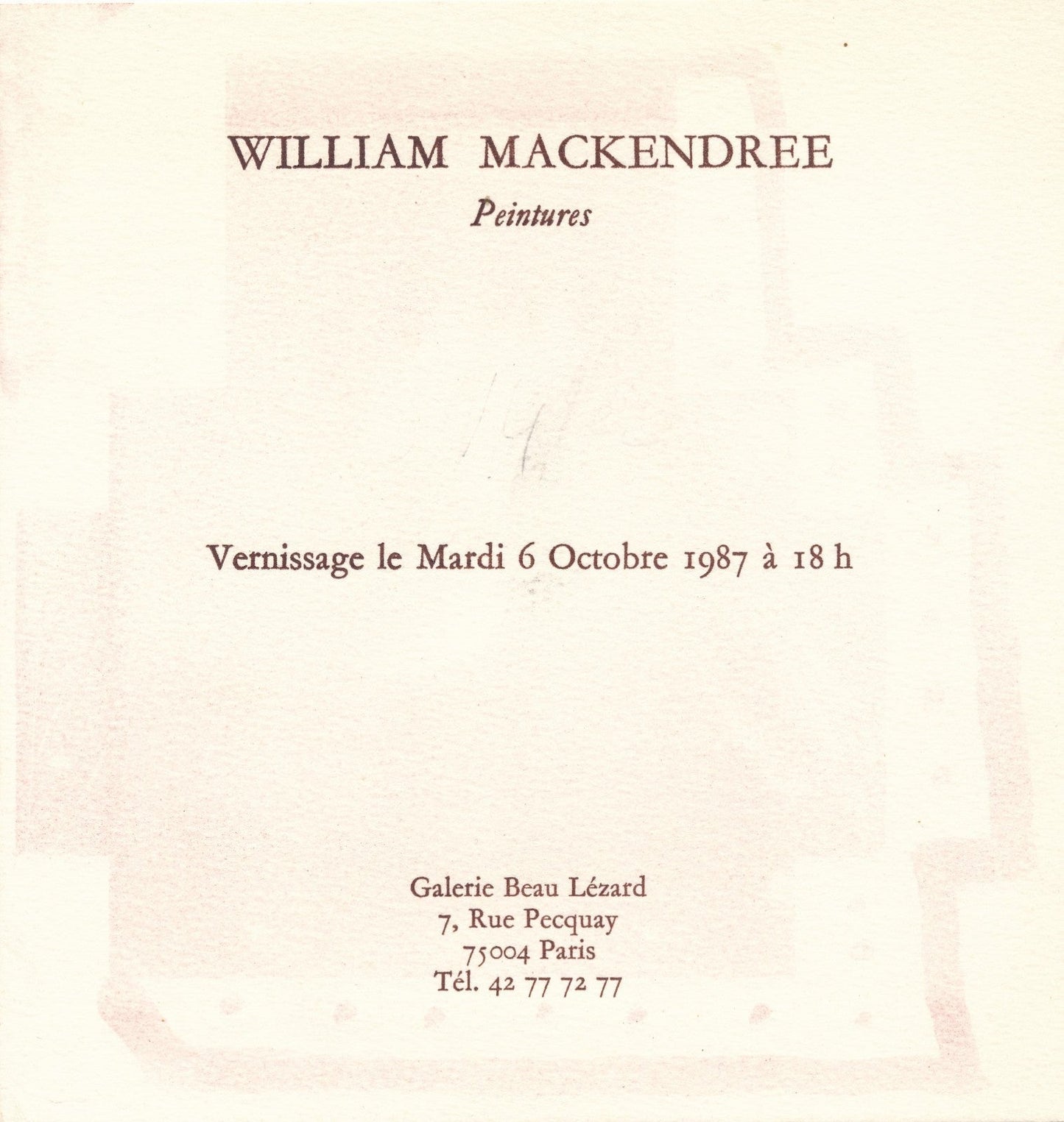 William Mackendree Lithographie signée WM Galerie Beau Lézard 1987