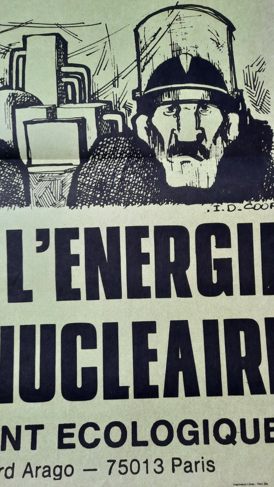 Société nucléaire société policière affiche écologiste v. 1975 dessin I.D. COOP