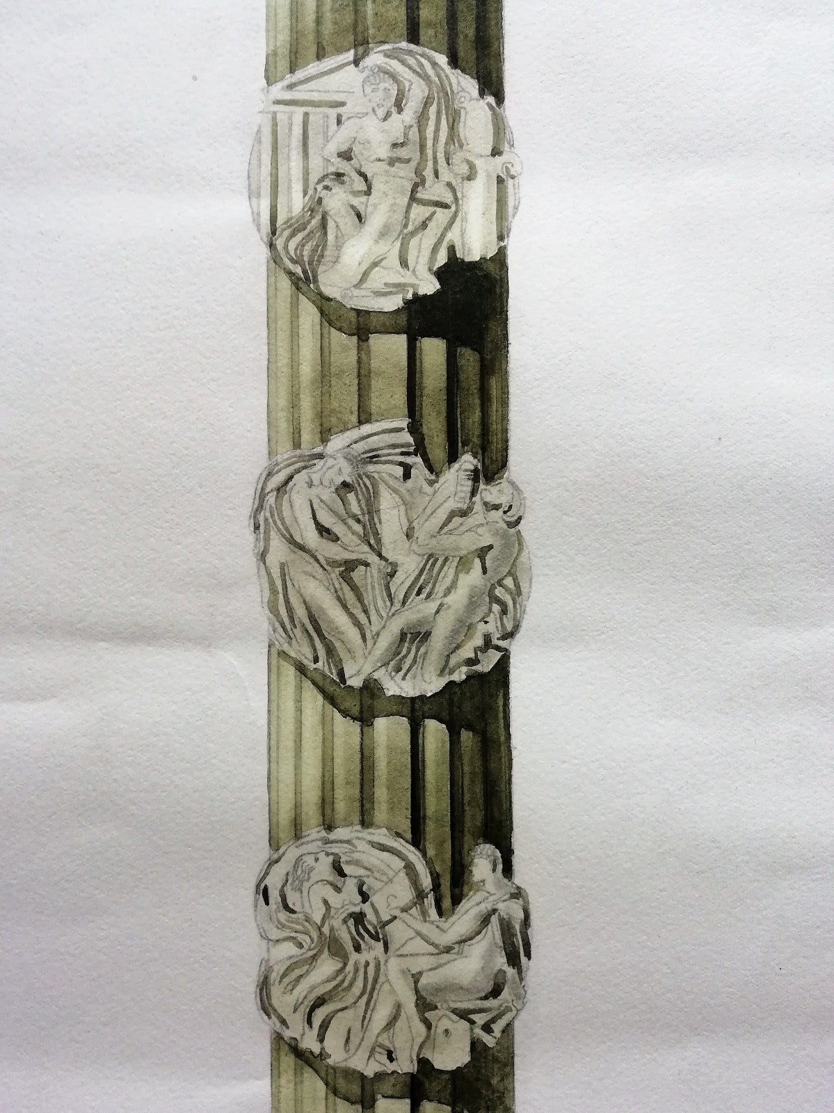 gouache Atelier Tony Garnier Lelièvre architecture moderne bas relief étendard