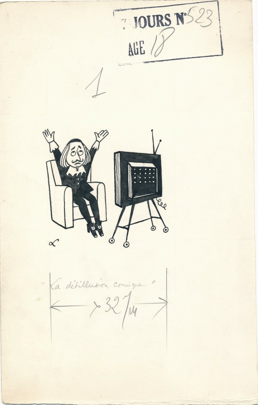 André LEBON, caricaturiste et journaliste (1918-1996) 3 dessins encre signés