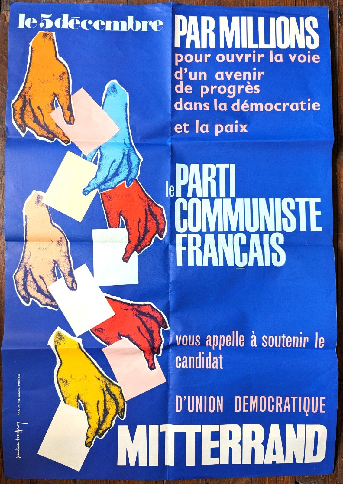 Jean-Pierre JOUFFROY Soutien parti communiste à Mitterrand affiche 1965
