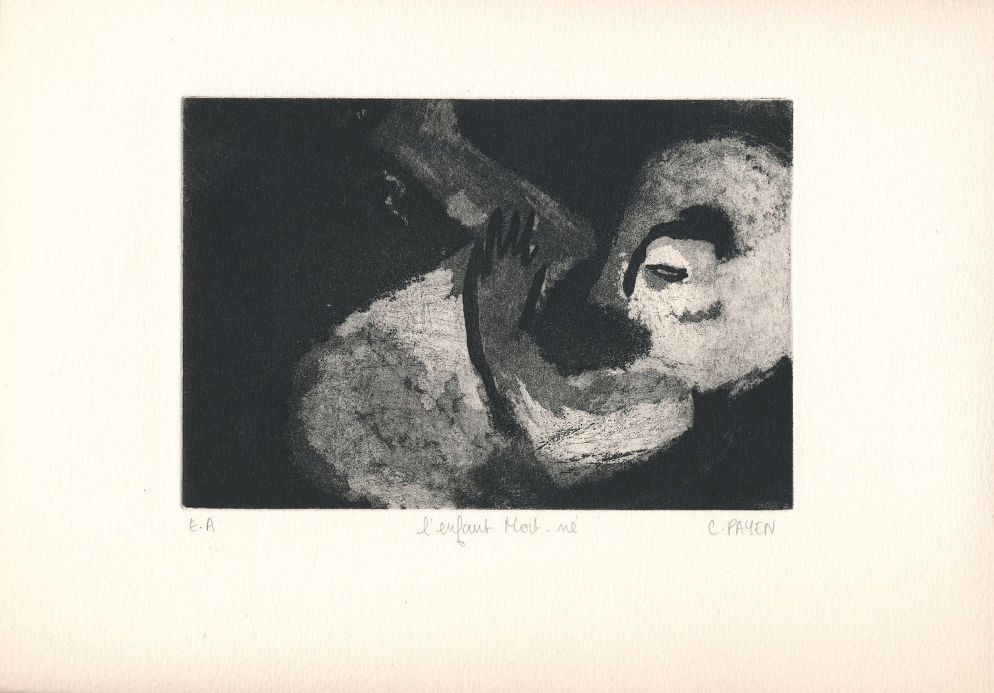 gravure C. Payen XXe s. L'enfant mort né