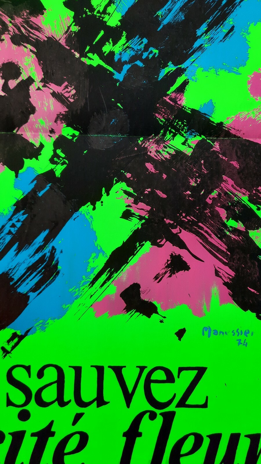 affiche Sauvez la cité fleurie 1974 Manessier par le Comité de Paris sérigraphie