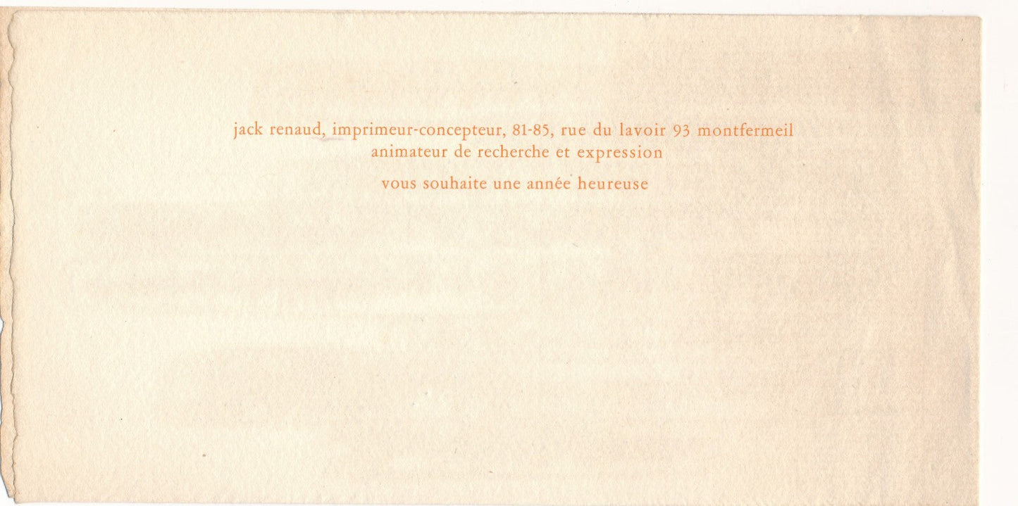 Théo KERG feuille 2 volets voeux 2 lithographies Jack Renaud