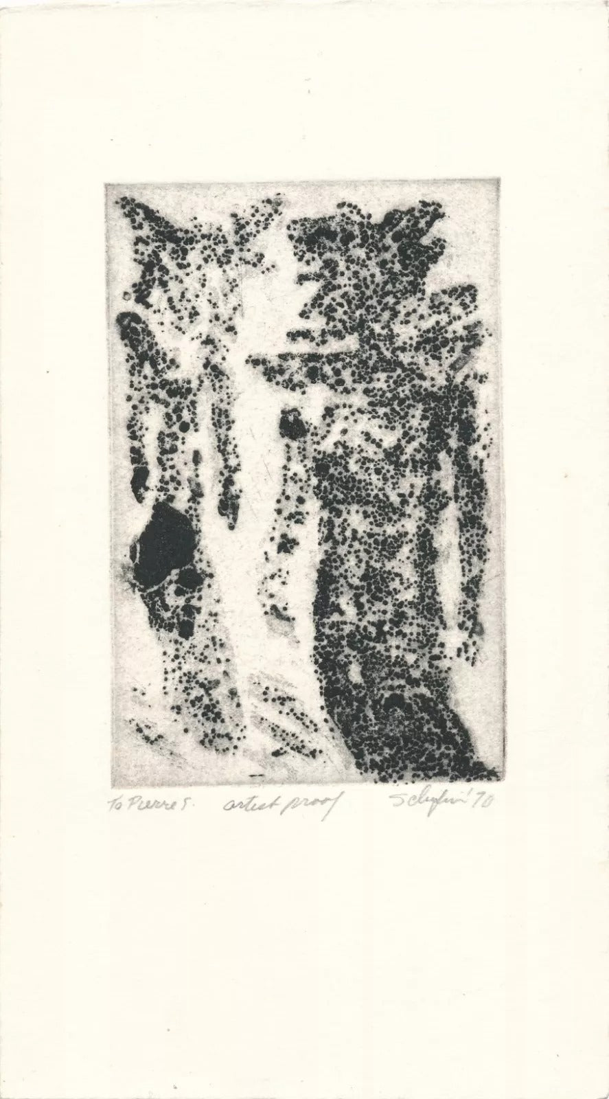 Gravure signature non déchiffrée signée eau-forte