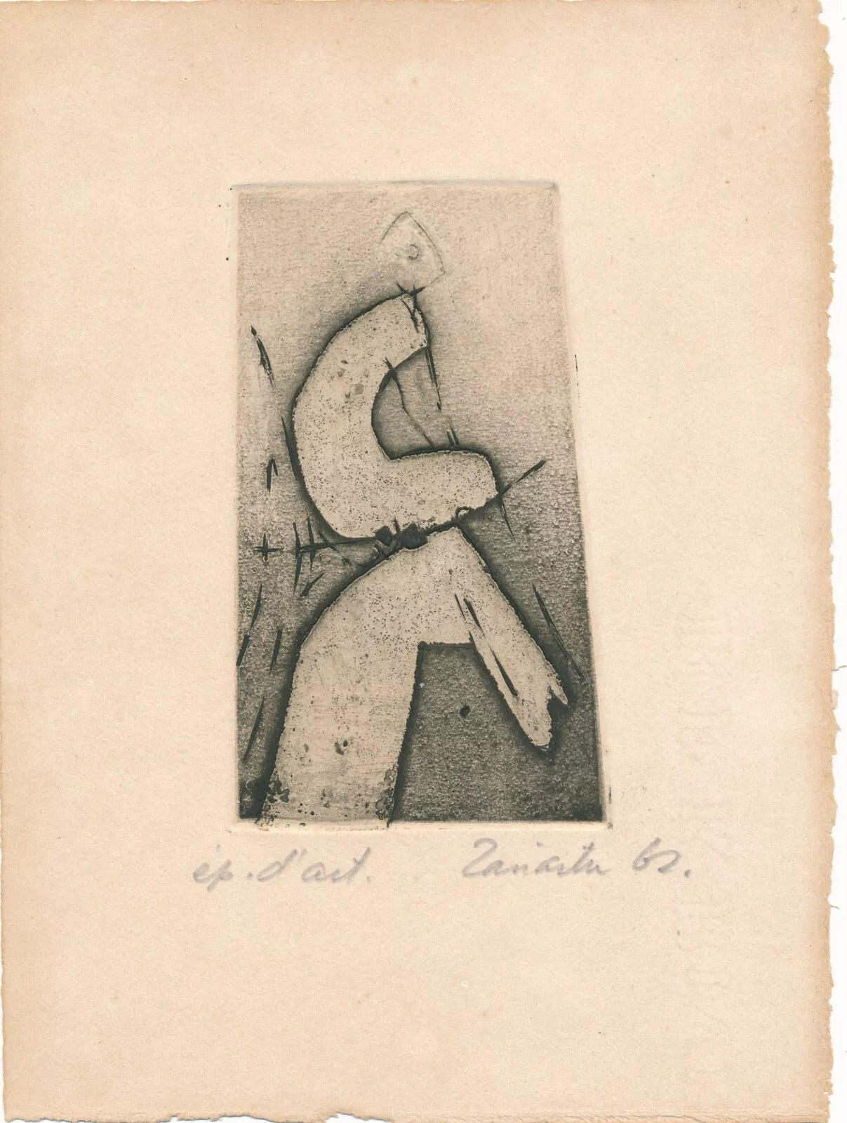 Enrique ZANARTU graveur Chili chilien estampe origniale signée