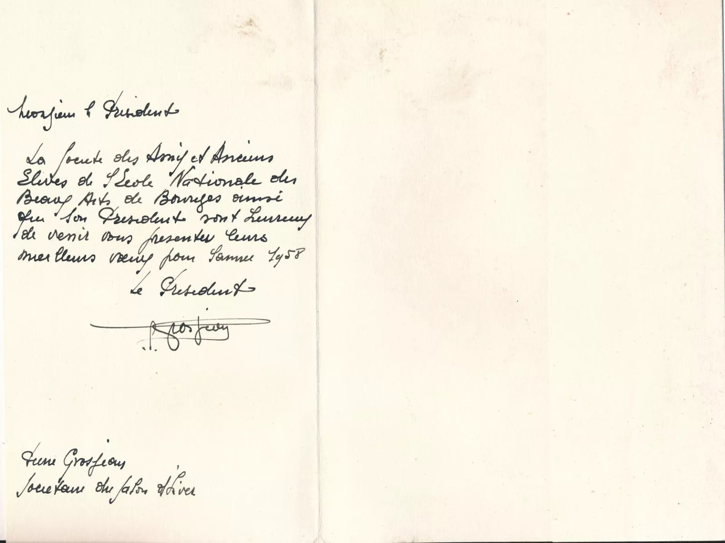 Pierre Grosjean lithographie et envoi autographe signé