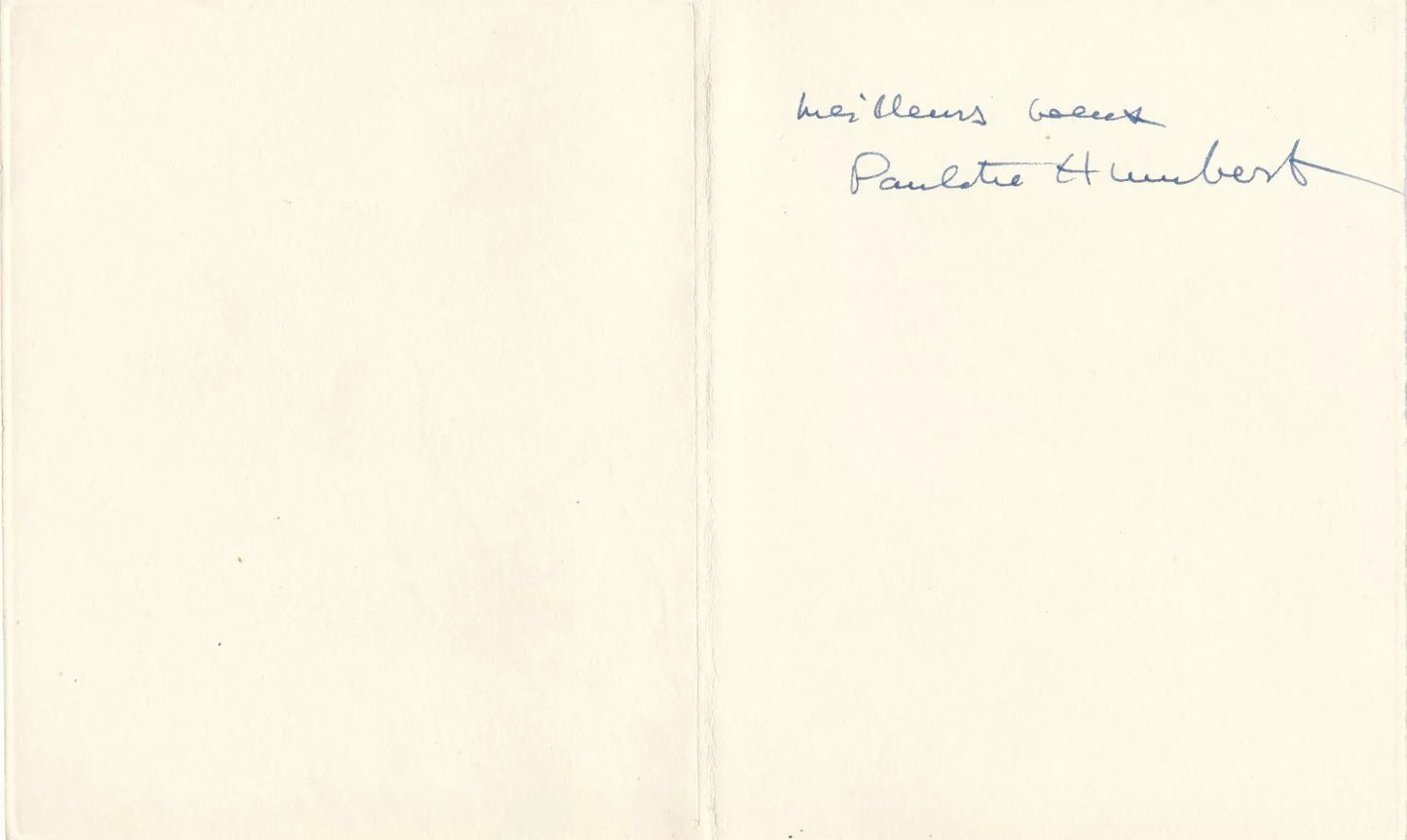 Paulette Humbert gravure et lettre autographe signée