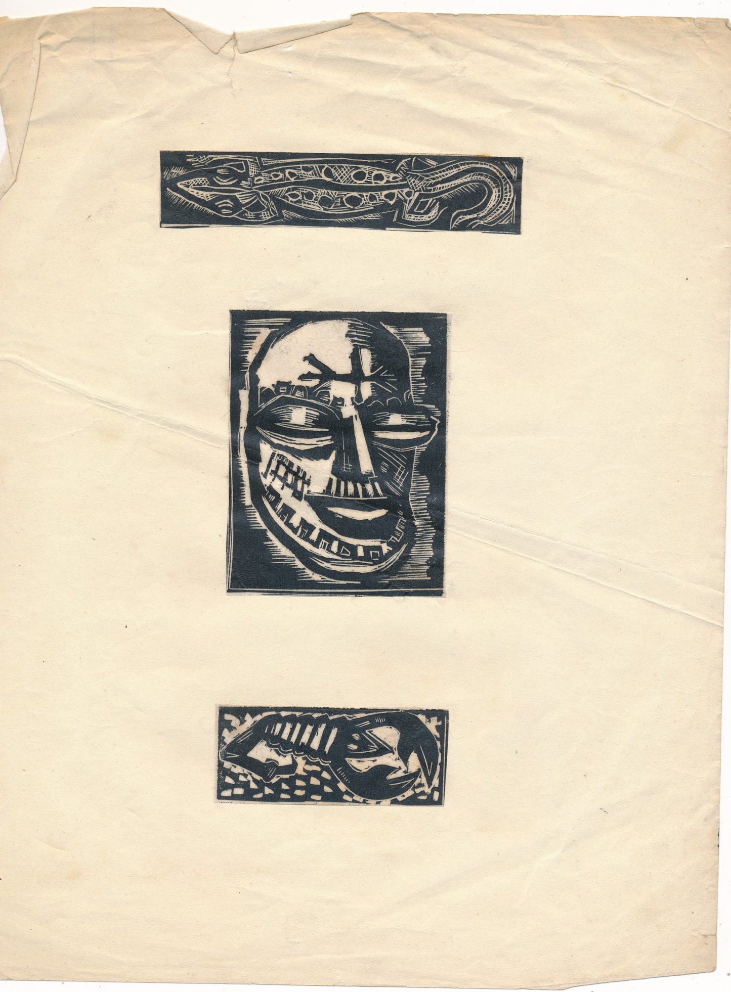 artiste non identifié 5 petites gravures sur bois xylographie années 1930 animaux