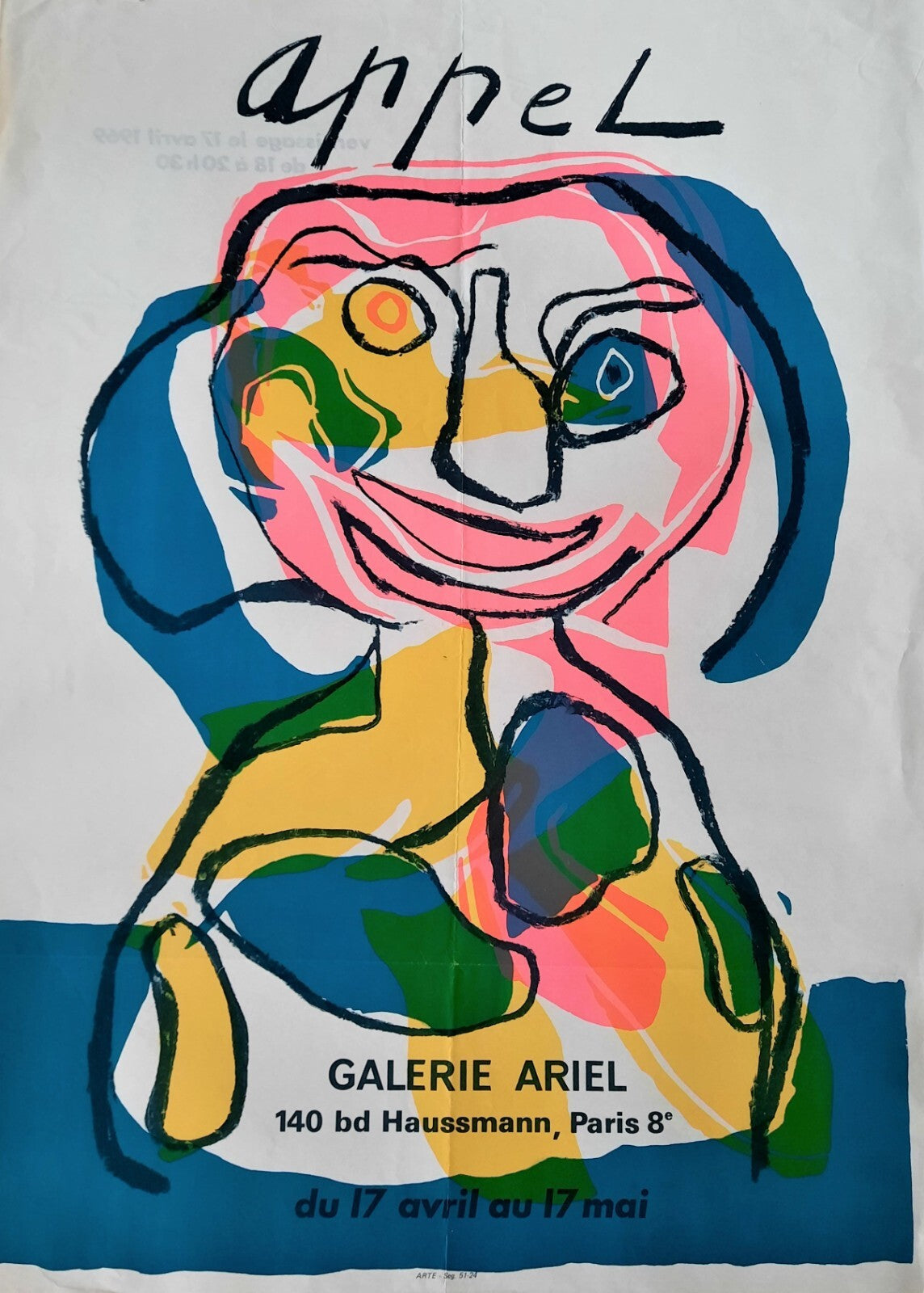 Karel APPEL invitation affiche lithographiée atelier ARTE exposition 1969 Ariel