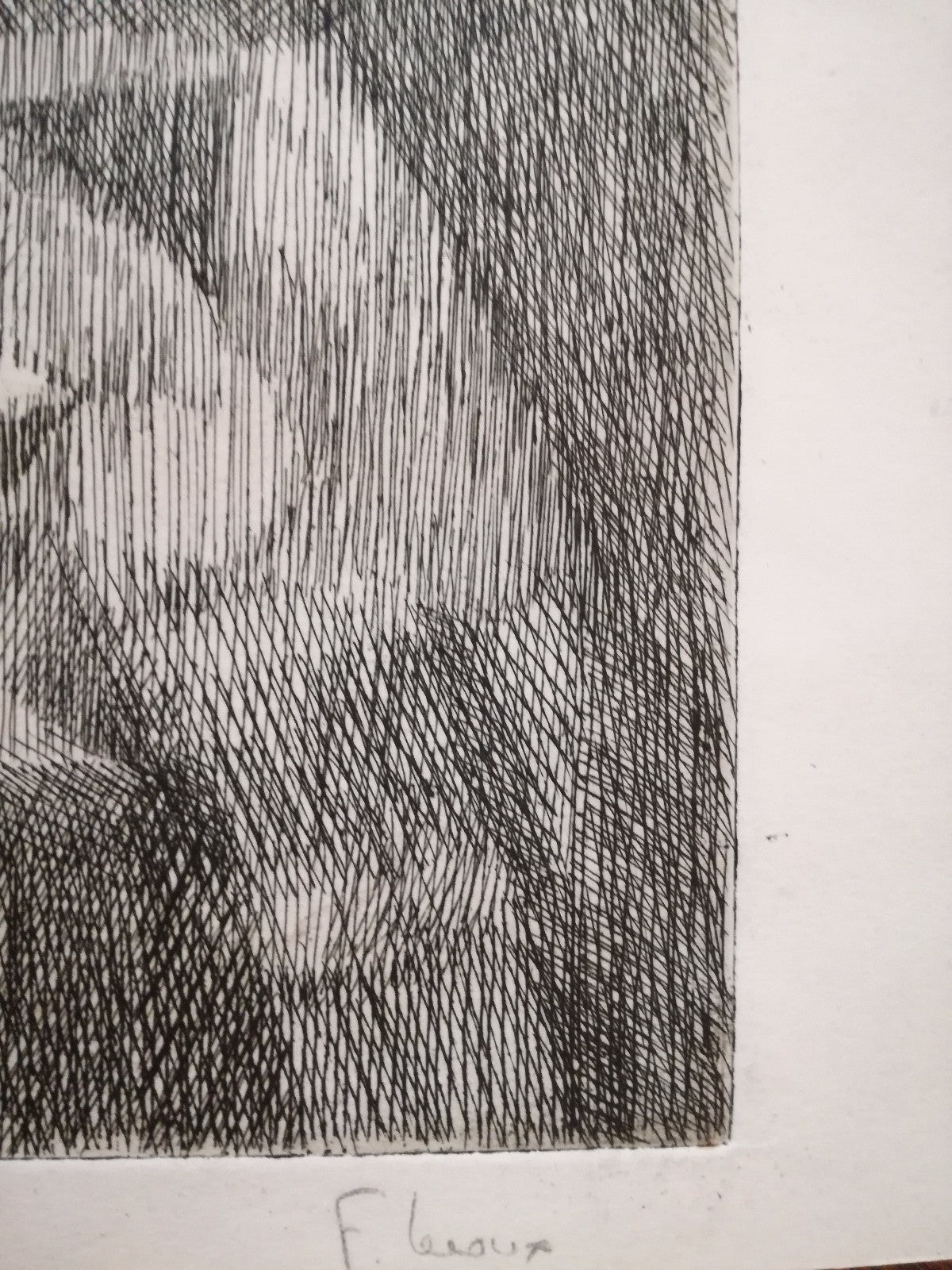 gravure Portrait auteur non identifié eau-forte style cubiste expressionniste