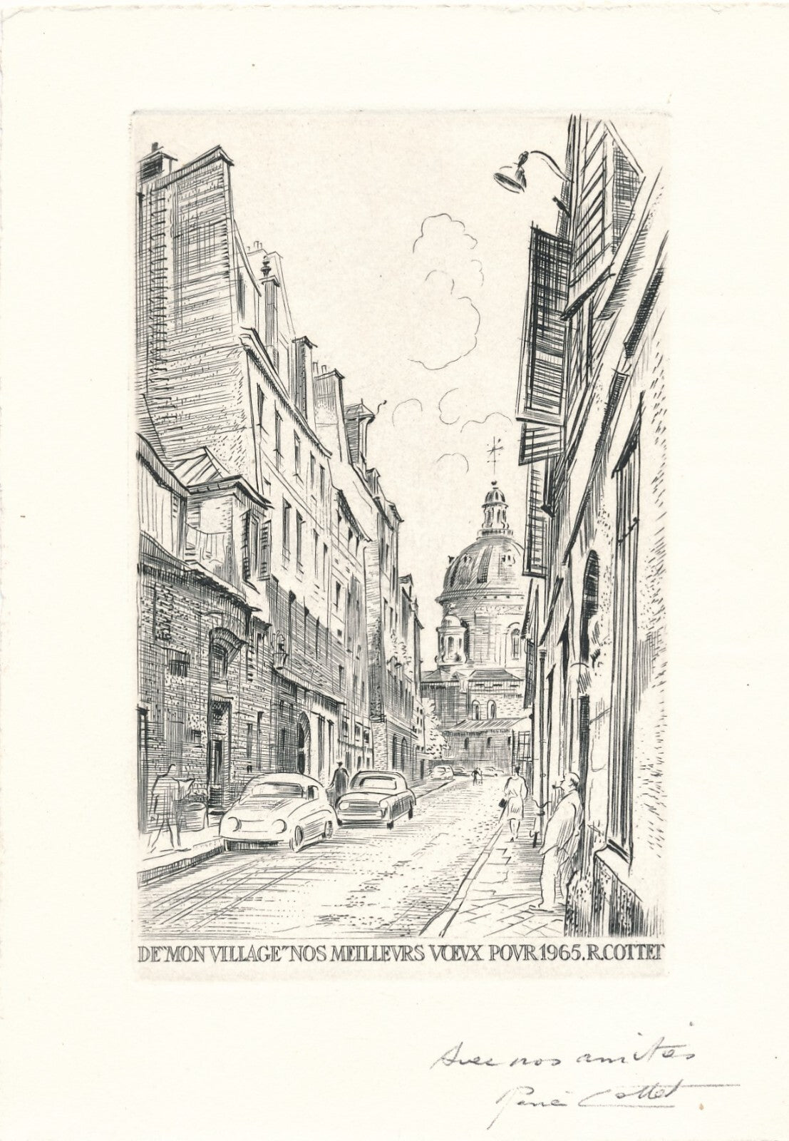 René COTTET : bel ensemblre 12 GRAVURES et 4 LETTRES AUTOGRAPHES et 2 CARTES