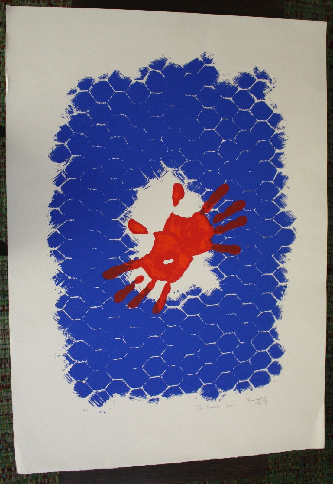 Bernard Pagès lithographie 1998 signée grande dimension Supports Surfaces signée