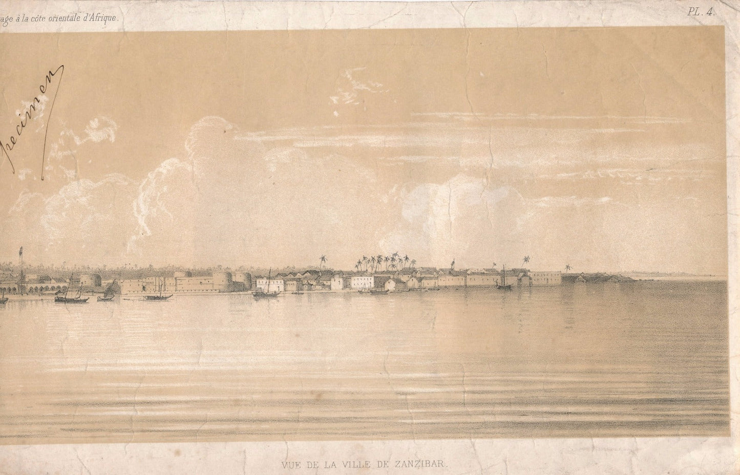Zanzibar lithographie Vue générale de la ville