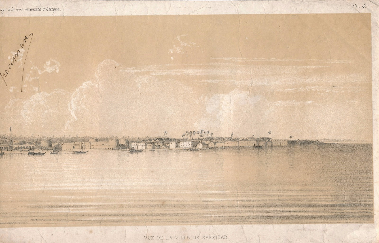 Zanzibar lithographie Vue générale de la ville