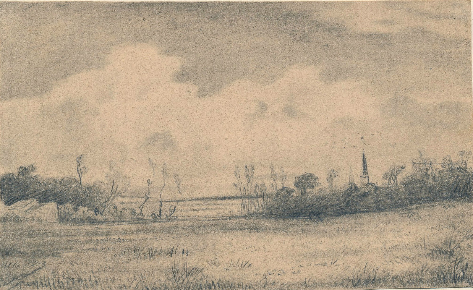 Dessin paysage XIXe ou début XXe siècle état excellent