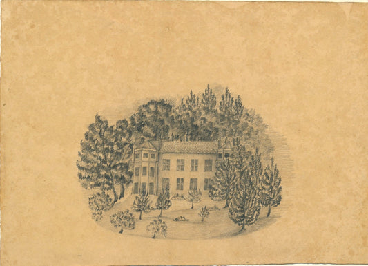 dessin Demeure habitation campagne signé anonyme v. 1840-1860