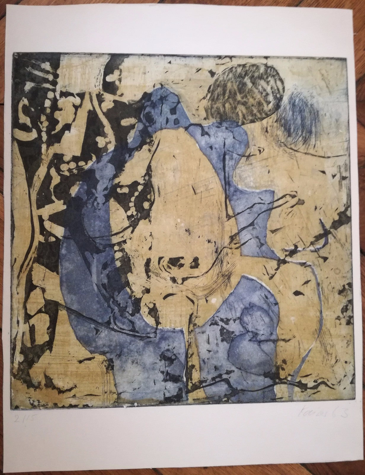 Gravure eau-forte aquatinte abstraction expressionniste 1963