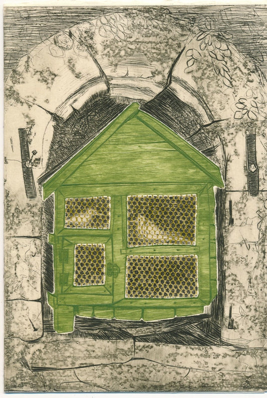 Danièle FUCHS estampe gravure eau forte 1973 signée envoi autographe tourtelle