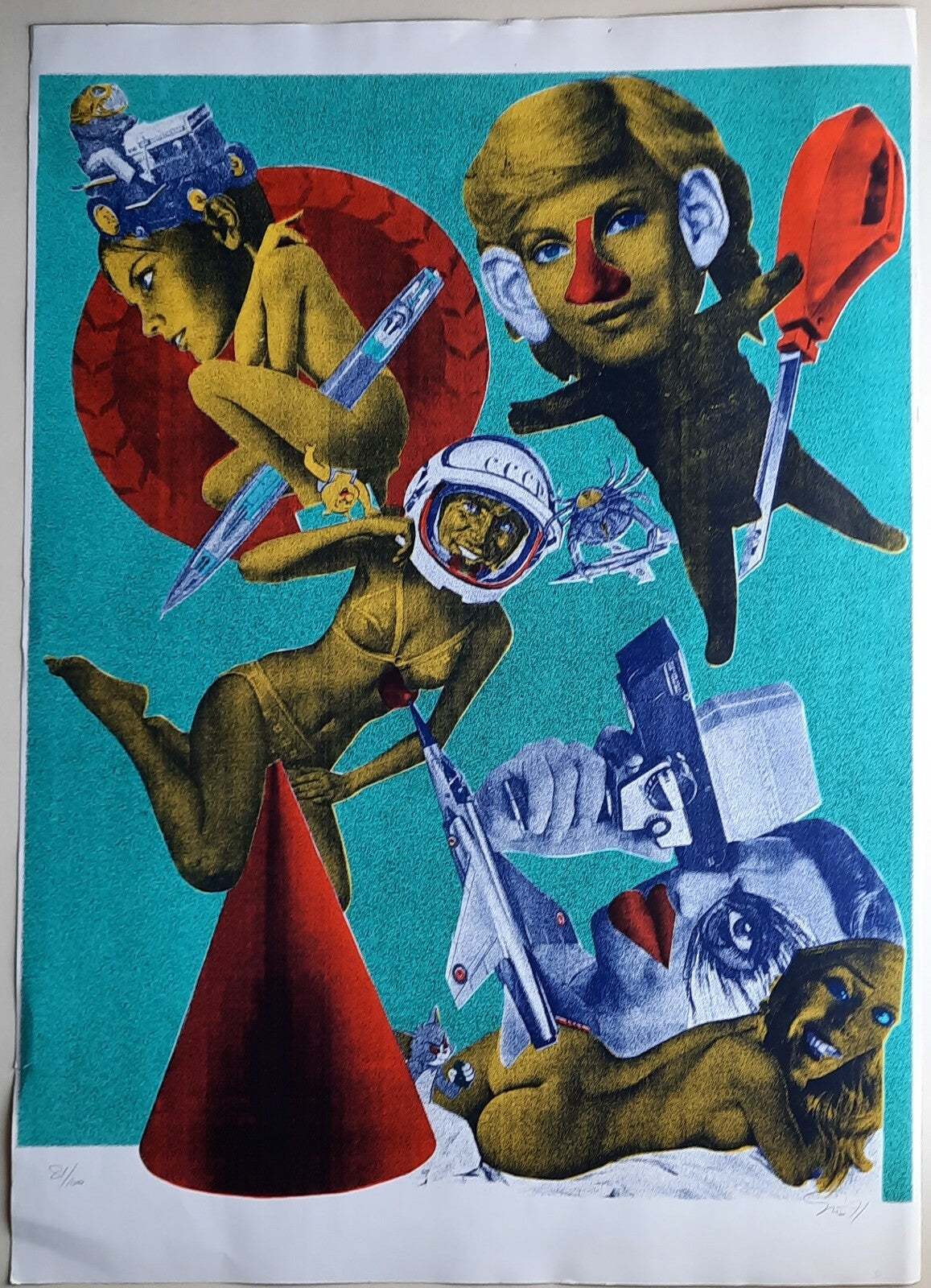 Gudmundur ERRO Sérigraphie signée et numérotée 81/100. Datée : 1971