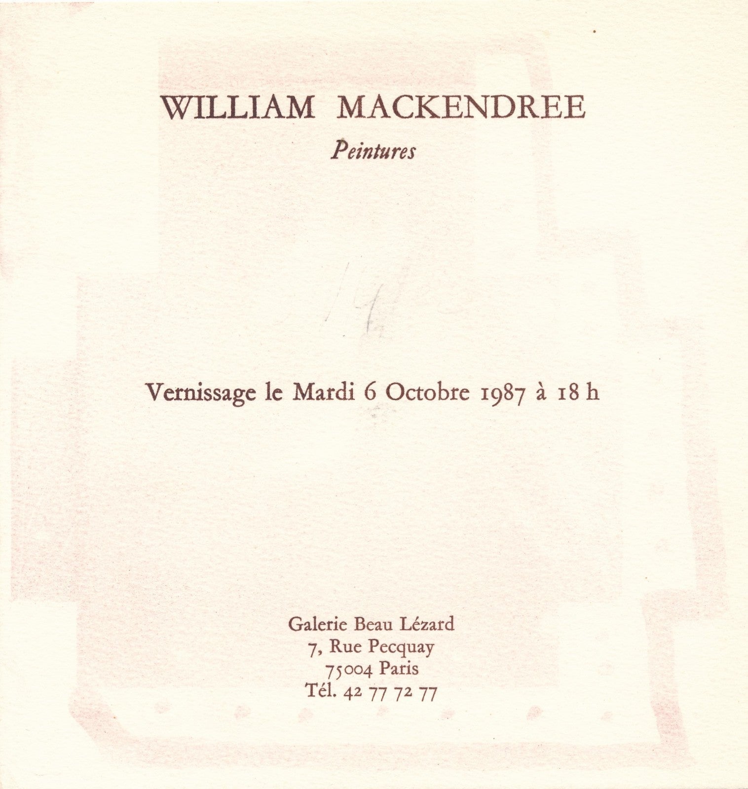 William Mackendree Lithographie signée WM Galerie Beau Lézard 1987