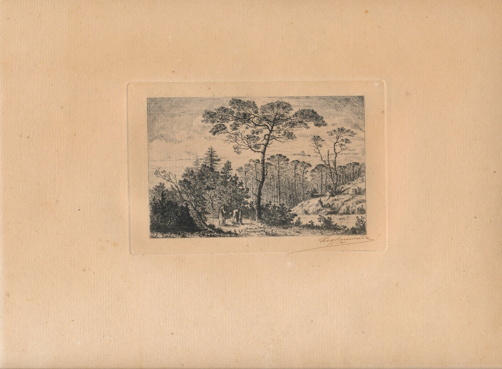 Gravure signée Pierre TEYSSONNIERES (1834-1912) eaux-forte