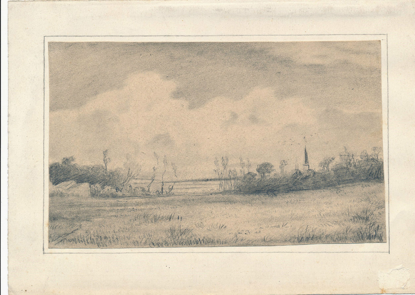 Dessin paysage XIXe ou début XXe siècle état excellent