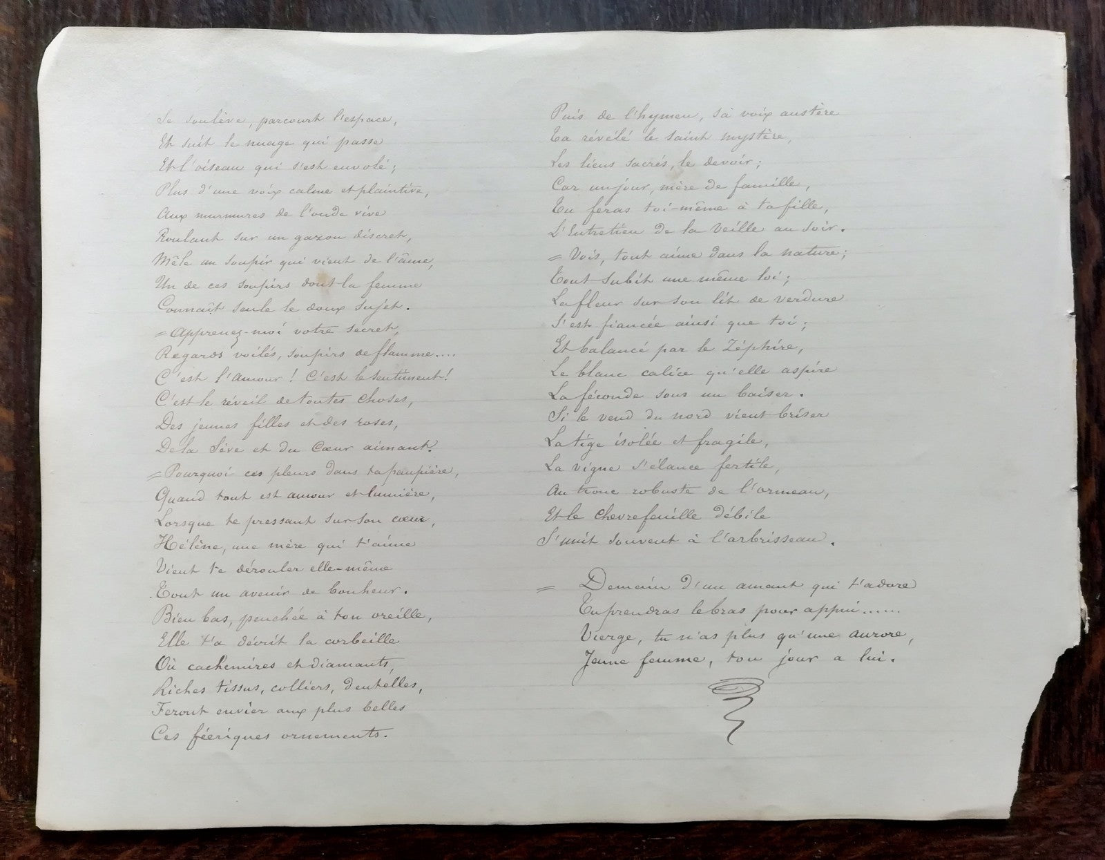 manuscrit entretien fiancée veille illustration dessin milieu du XIXe siècle 