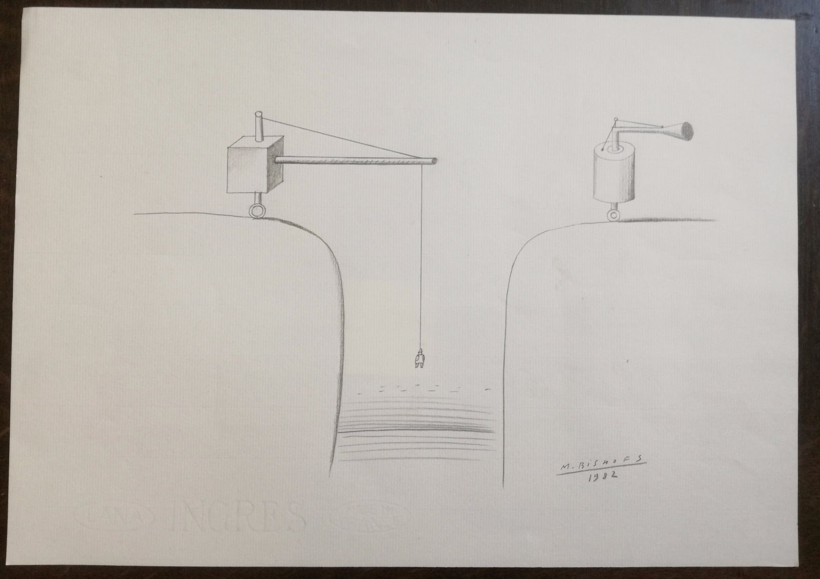 dessin original Maris Bishofs lituanie 1982 illustrateur surrealisme