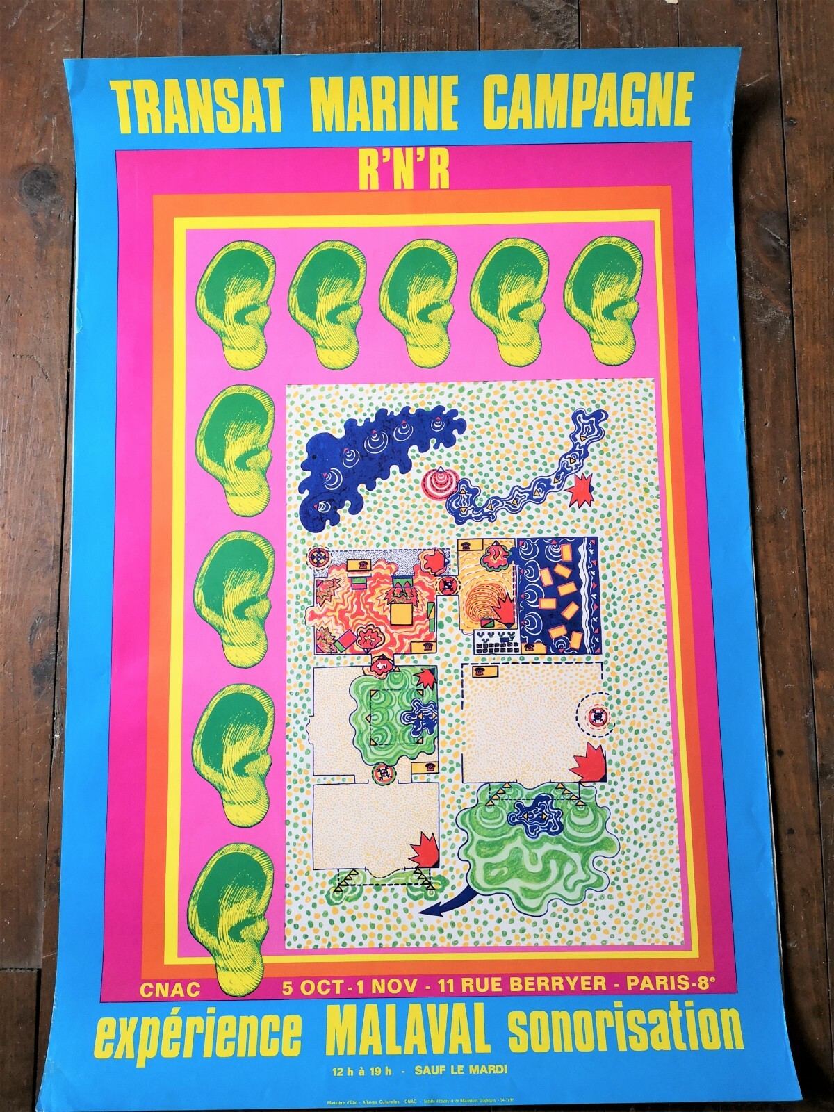 Malaval affiche Expérience Sonorisation Transat Marine Campagne R'N'R CNAC 1971