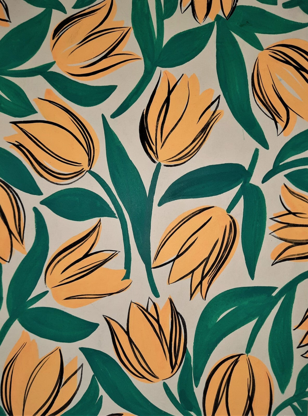 6 motifs décoratifs tissu art appliqué art déco tissus gouache v. 1940