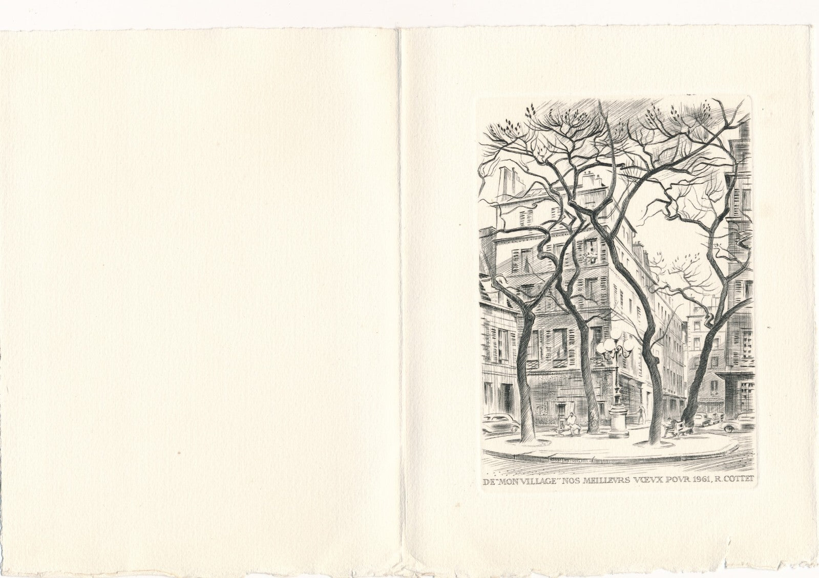 René COTTET : bel ensemblre 12 GRAVURES et 4 LETTRES AUTOGRAPHES et 2 CARTES