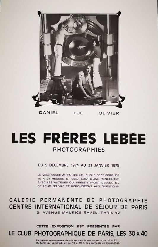 Affiche exposition photo Les Frères LEBÉE 1975 offset Galerie permanente