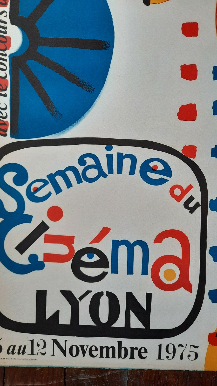 Semaine du Cinéma Lyon 1975 sérigraphie Jacques Lagrange rue République