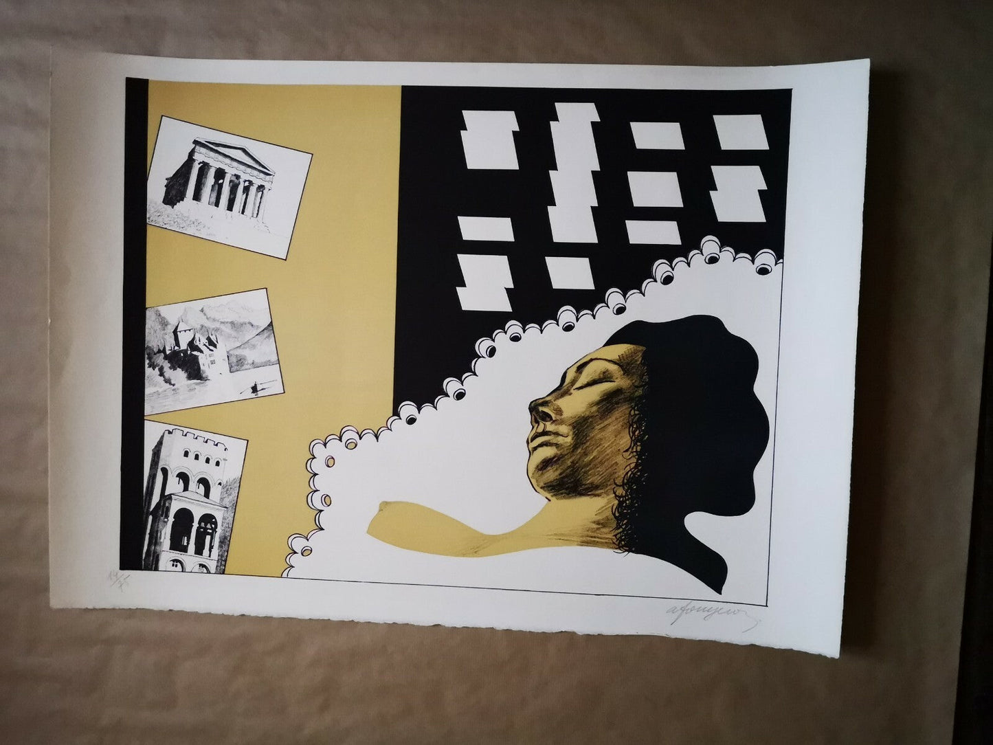 André FOUGERON lithographie signée le rêve architecture litho estampe