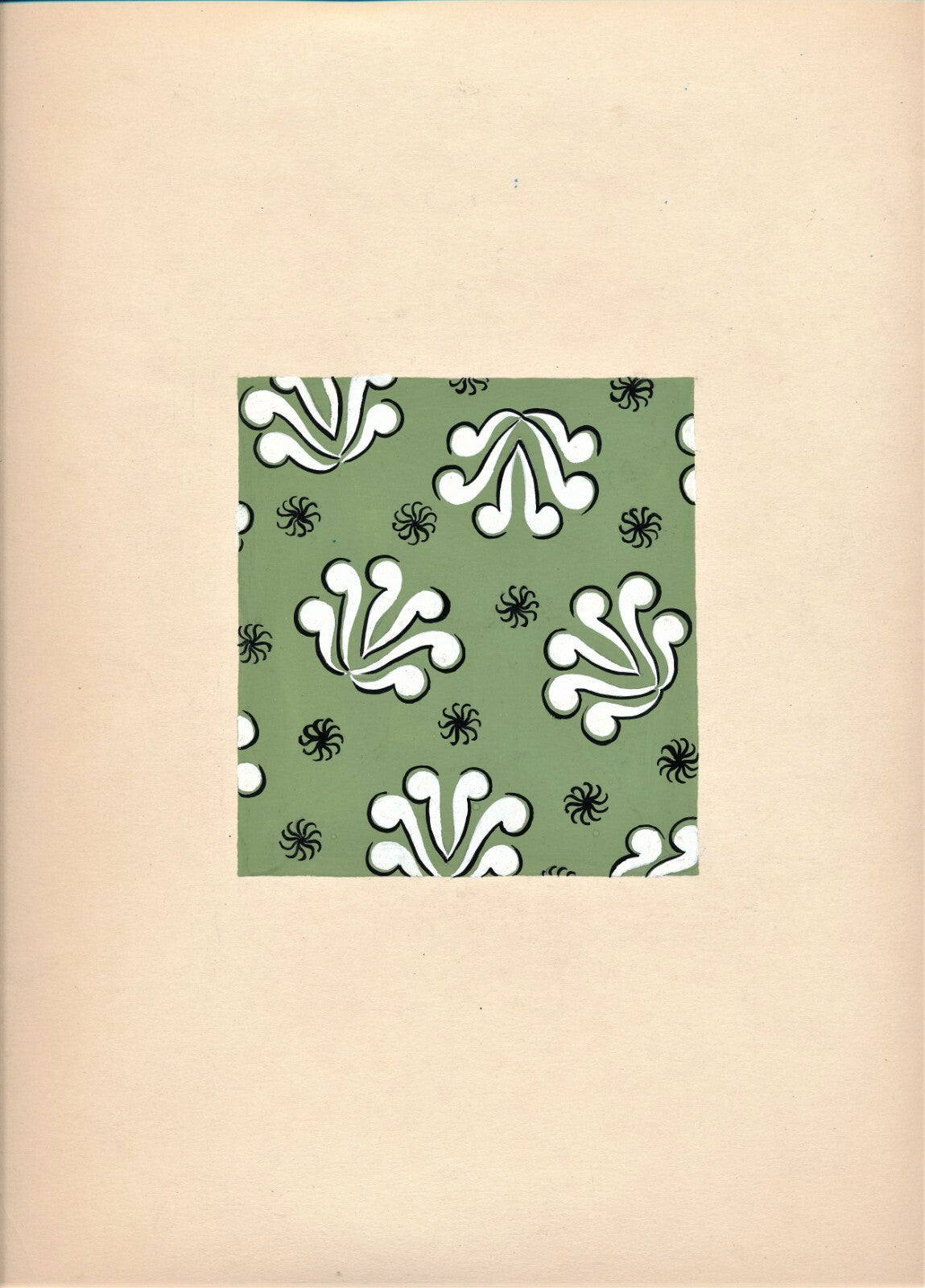 6 motifs décoratifs tissu art appliqué art déco tissus gouache v. 1940