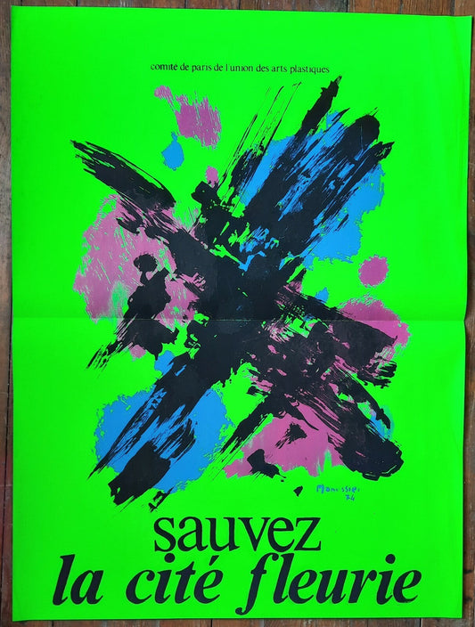 affiche Sauvez la cité fleurie 1974 Manessier par le Comité de Paris sérigraphie