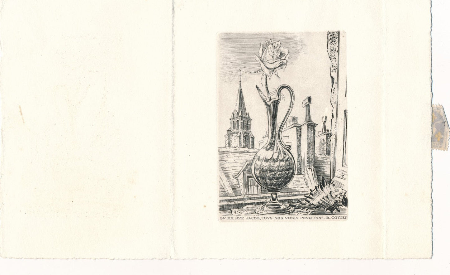 René COTTET : bel ensemblre 12 GRAVURES et 4 LETTRES AUTOGRAPHES et 2 CARTES