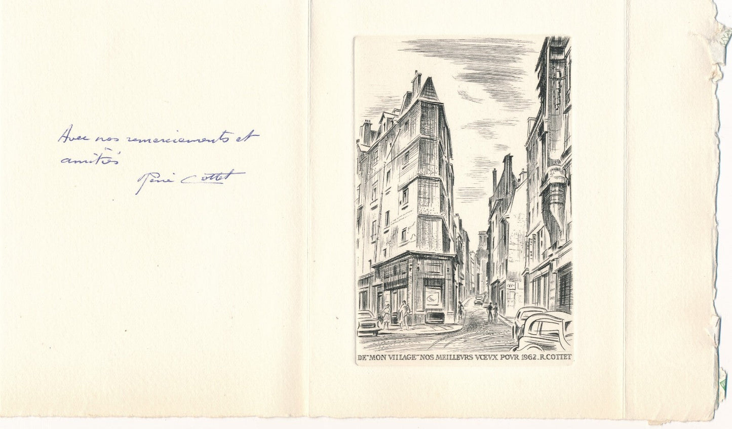 René COTTET : bel ensemblre 12 GRAVURES et 4 LETTRES AUTOGRAPHES et 2 CARTES