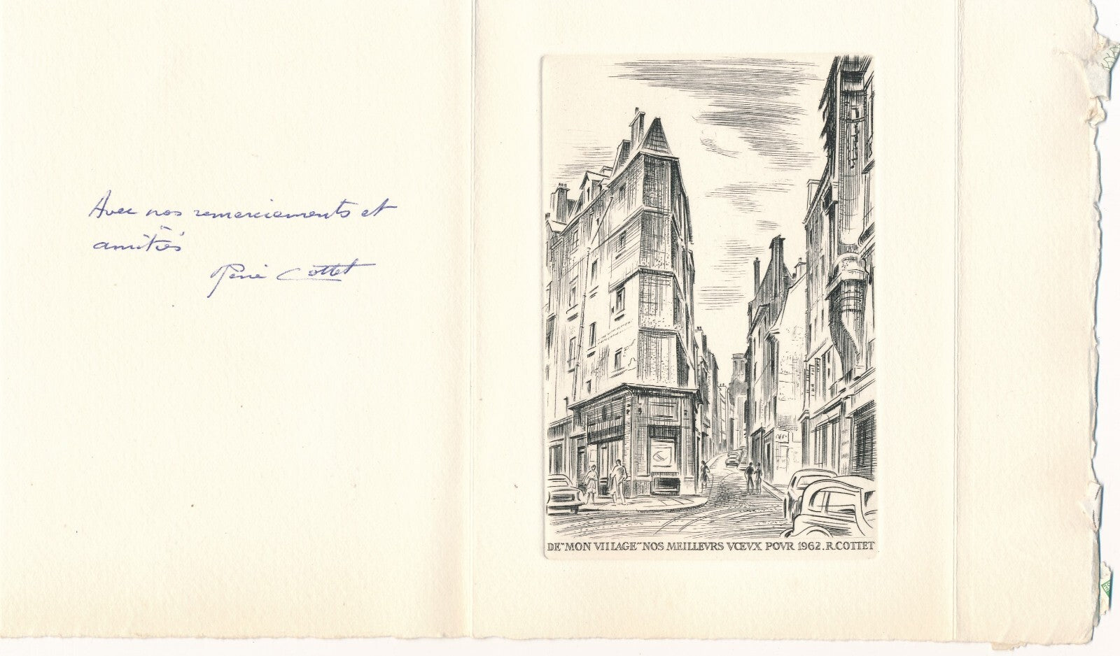 René COTTET : bel ensemblre 12 GRAVURES et 4 LETTRES AUTOGRAPHES et 2 CARTES