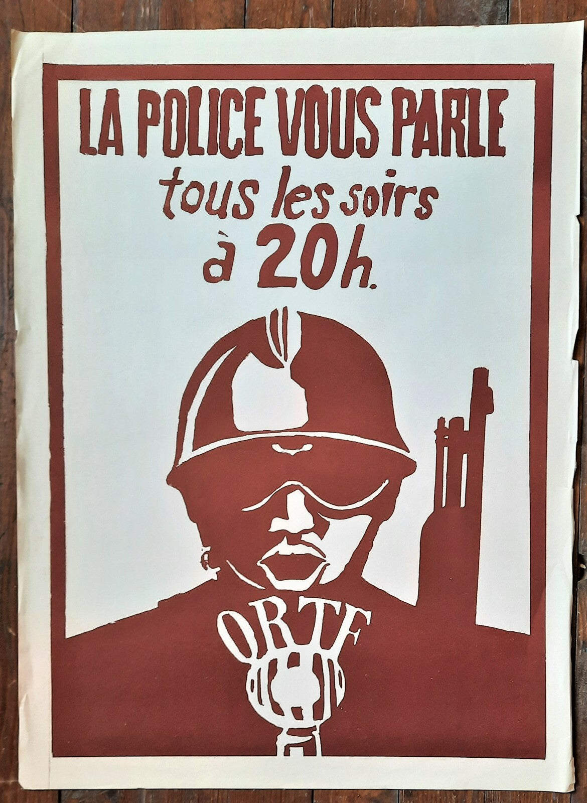 affiche Mai 1968 « La police vous parle tous les soirs sérigraphie pochoir