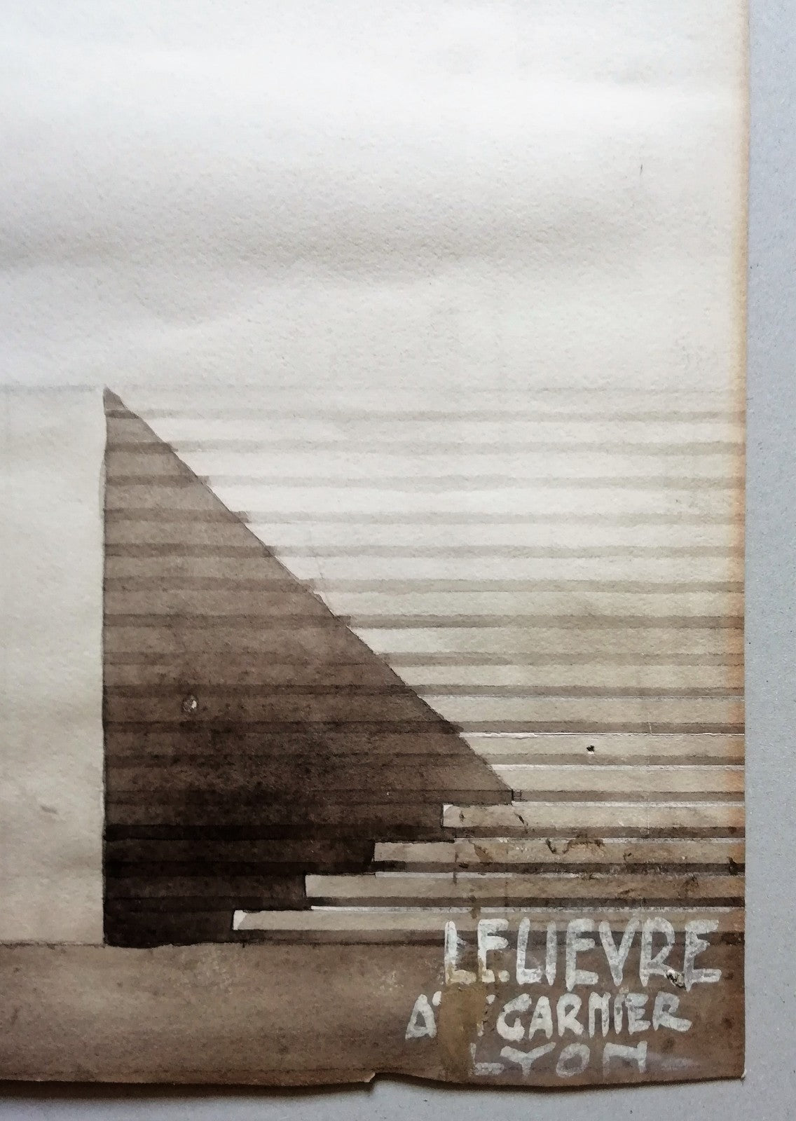 gouache Atelier Tony Garnier Lelièvre architecture moderne bas relief étendard 