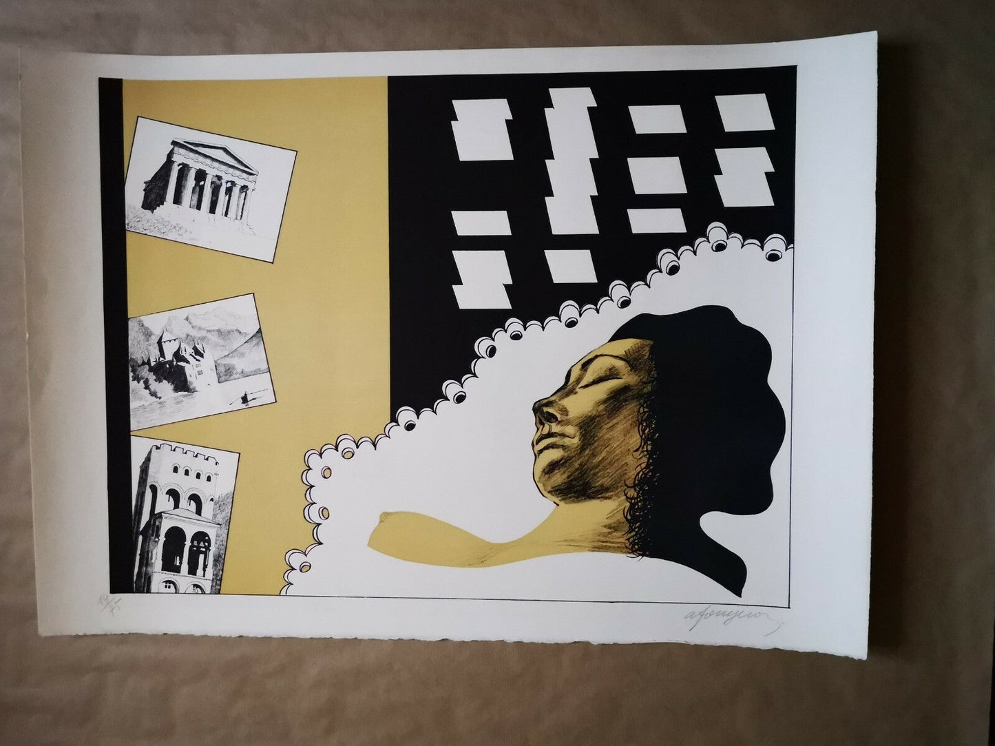 André FOUGERON lithographie signée le rêve architecture litho estampe