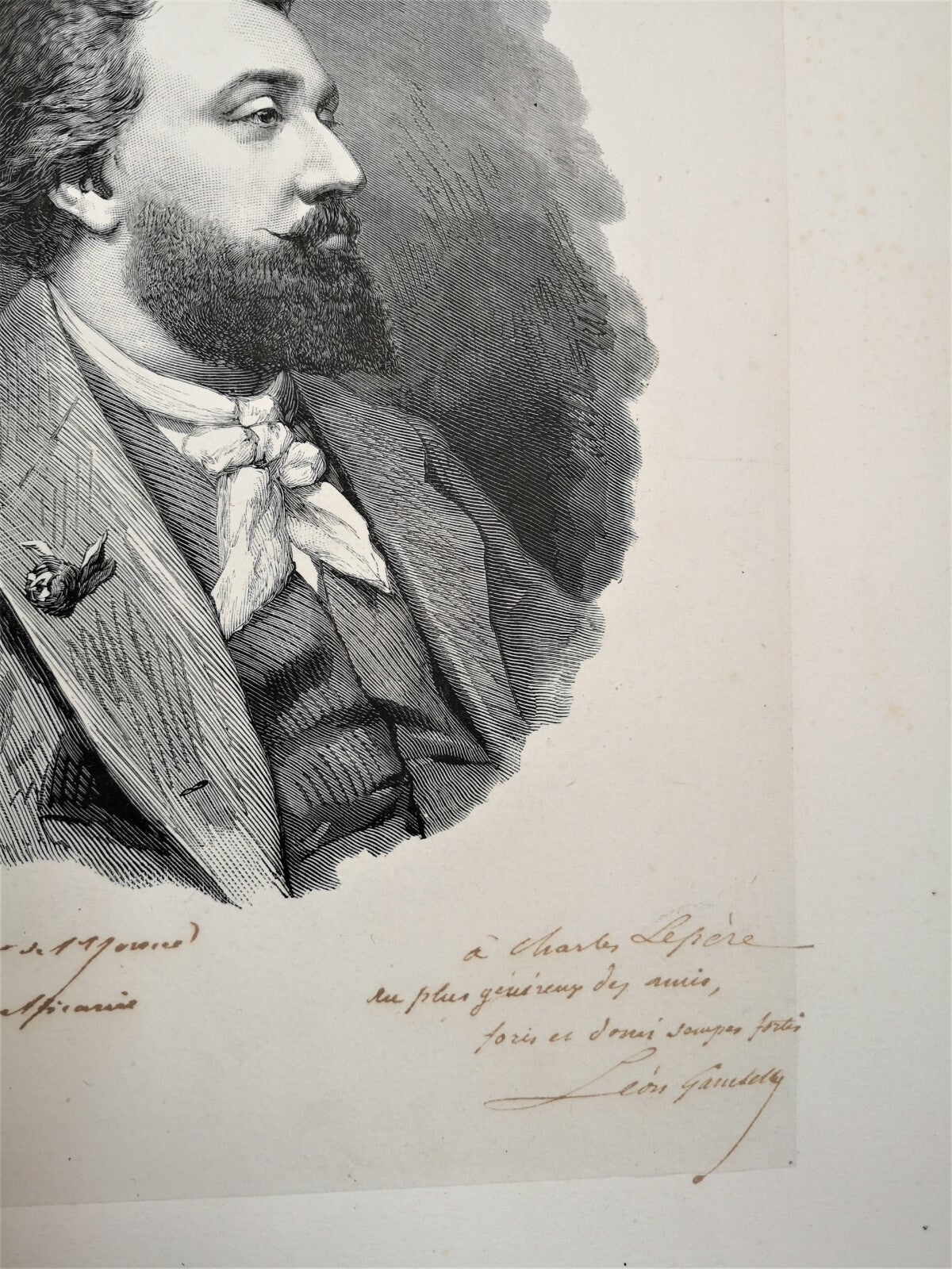 Gambetta portrait lithographie signée dédicacée Charles Lepère Yonne Auxerres