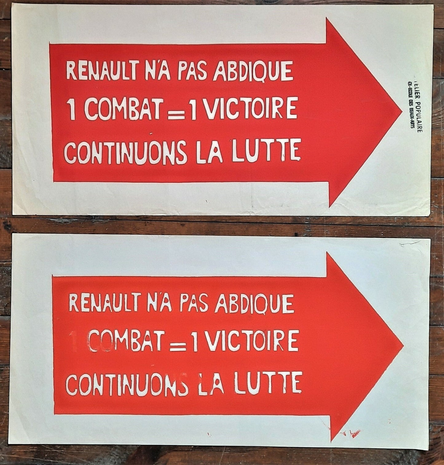 2 affiches Mai 1968 Renault n’a pas abdiqué 2 sérigraphies pochoir