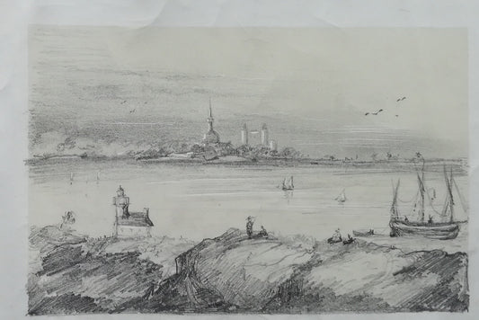 Dessin milieu du XIXe siècle port bretagne ?