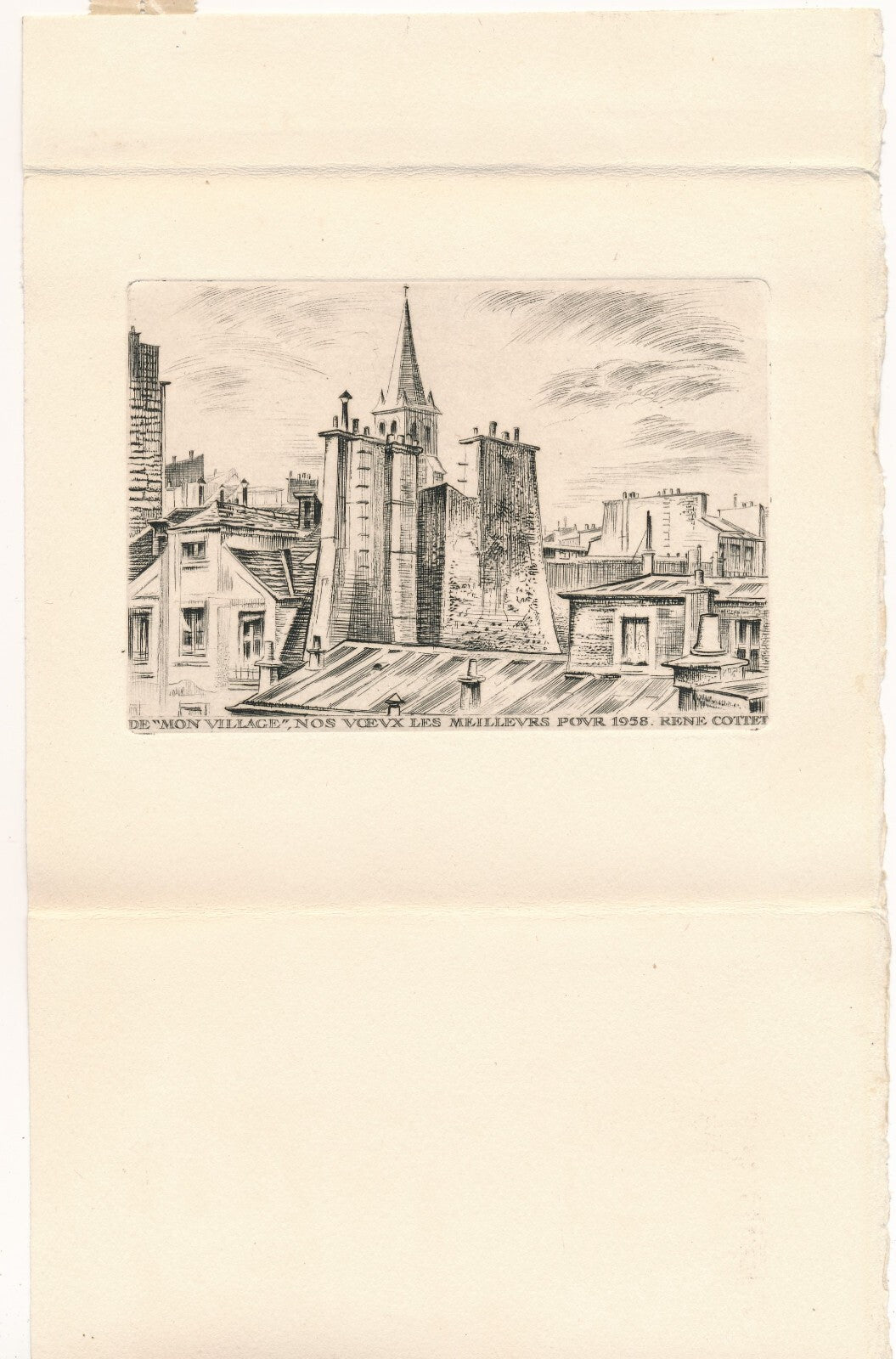 René COTTET : bel ensemblre 12 GRAVURES et 4 LETTRES AUTOGRAPHES et 2 CARTES