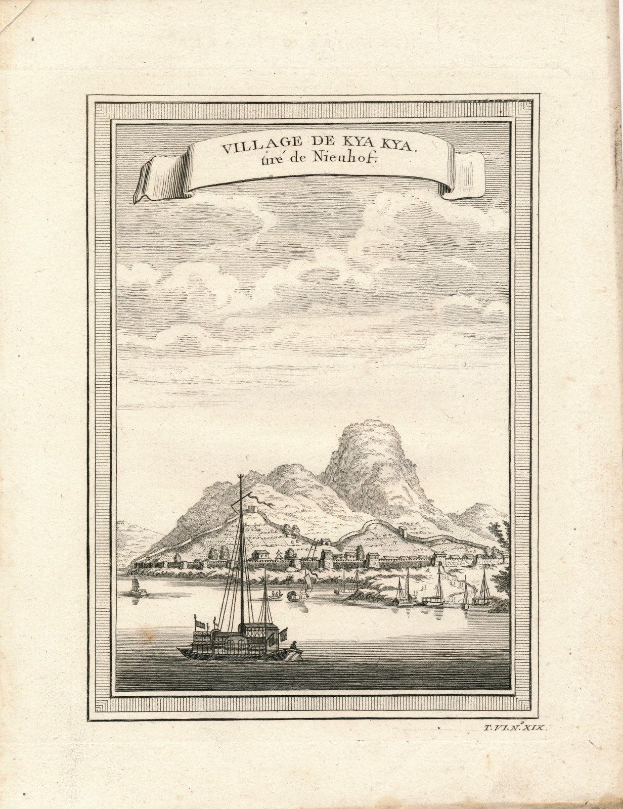 gravure Village de Kya Kya Chine abbé Prévost Paris, 1747-1780